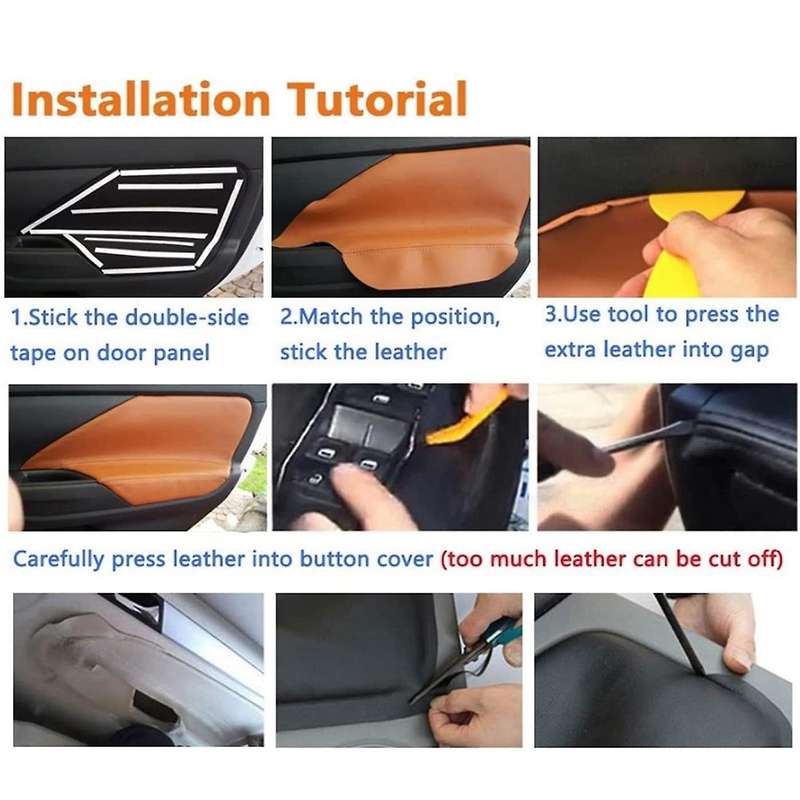 Car Interior Door Armrest Panel Microfiber PU Leather Cover Protective Trim for 206