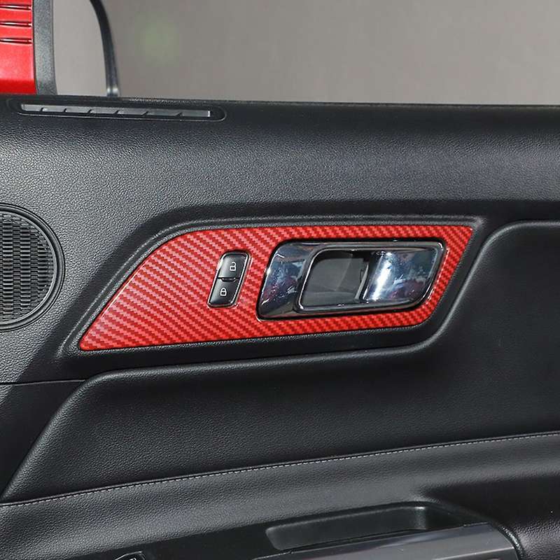 Car Interior Door Handle Bowl Cover Trim Frame Interior Accessories for 2015-2020 (Red Carbon Fiber)