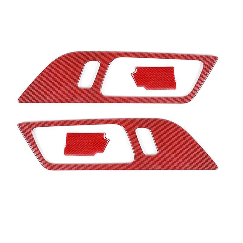 Car Interior Door Handle Bowl Cover Trim Frame Interior Accessories for 2015-2020 (Red Carbon Fiber)