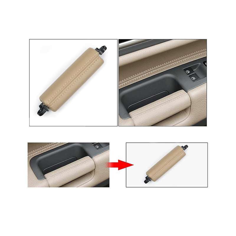 Car Interior Door Pull Handle Trim 7L6867161 for 2003-2010 Side Door Handle Inner PU Leather LHD RHD