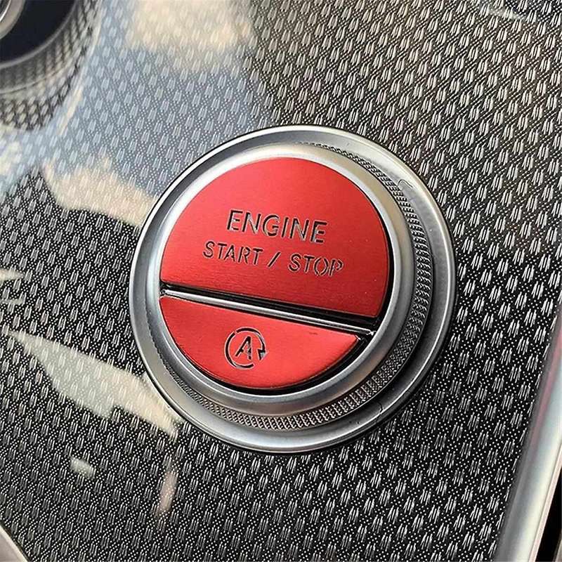 Car Interior Engine One Start Stop Key Button Sticker for C E GLC-Class W206 W214 X254 2022-2024 Blu