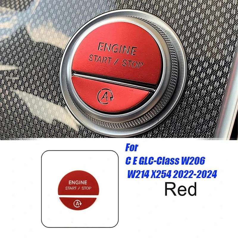 Car Interior Engine One Start Stop Key Button Sticker for C E GLC-Class W206 W214 X254 2022-2024 Red