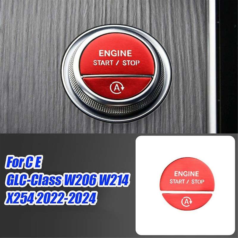 Car Interior Engine One Start Stop Key Button Sticker for C E GLC-Class W206 W214 X254 2022-2024 Red