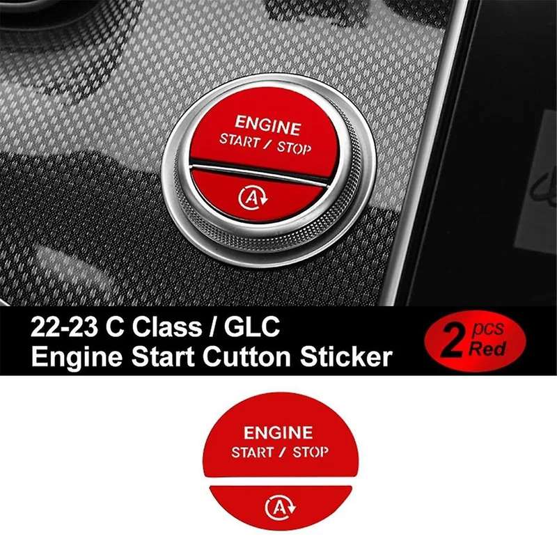 Car Interior Engine One Start Stop Key Button Sticker for C E GLC-Class W206 W214 X254 2022-2024 Red