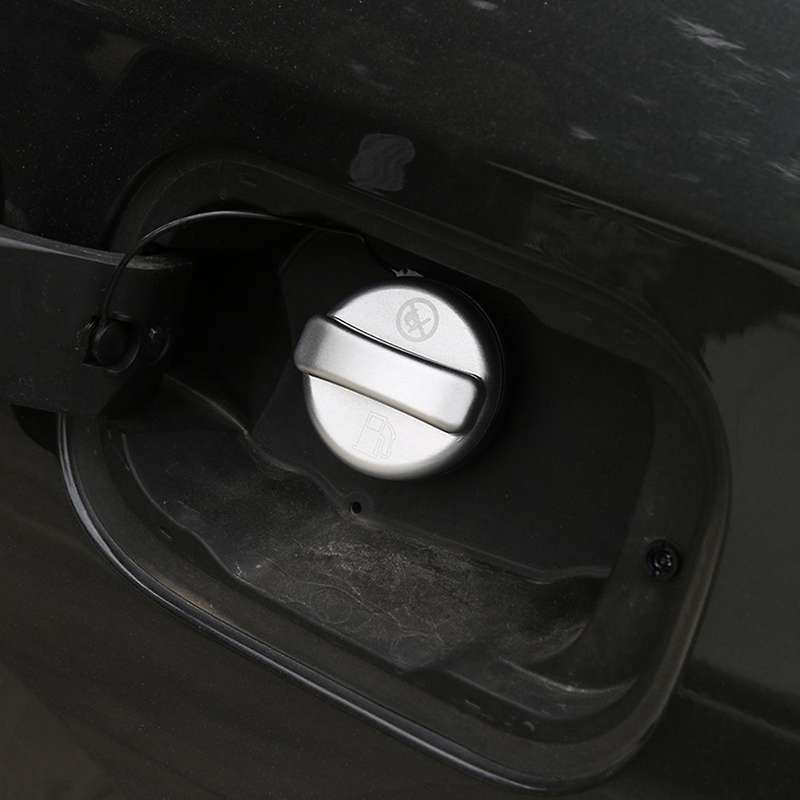 Car Interior Gas Fuel Tank Cover Cap for 2017-2021 Accessories Aluminum Alloy (Silver)