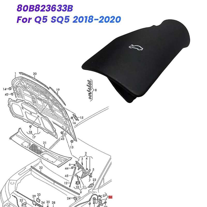 Car Interior Hood Release Lever Handle 80B823633B for Q5 SQ5 2018-2020 Bonnet Opening Handle 1149283