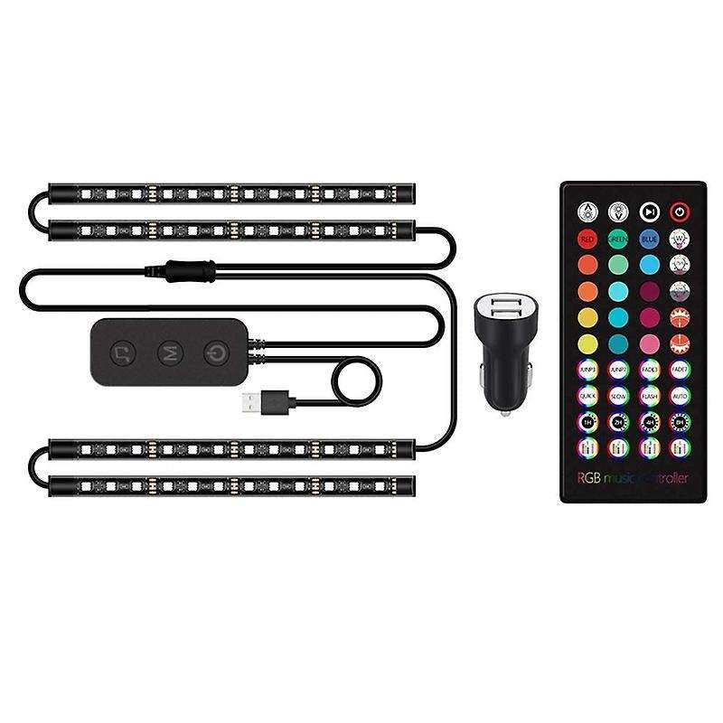 Car Interior LED Lights - 48 Waterproof Multi Colours & Sound-Activated, Remote or APP Controlled