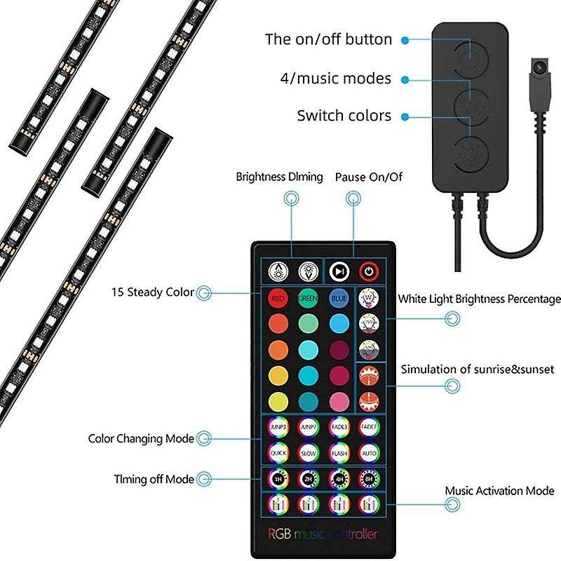 Car Interior LED Lights - 48 Waterproof Multi Colours & Sound-Activated, Remote or APP Controlled