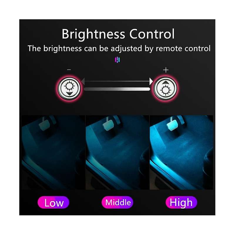 Car Interior Light RGB LED Light Wireless Remote Car Decorative Lamp Auto Ambient Light Lamp Chargi