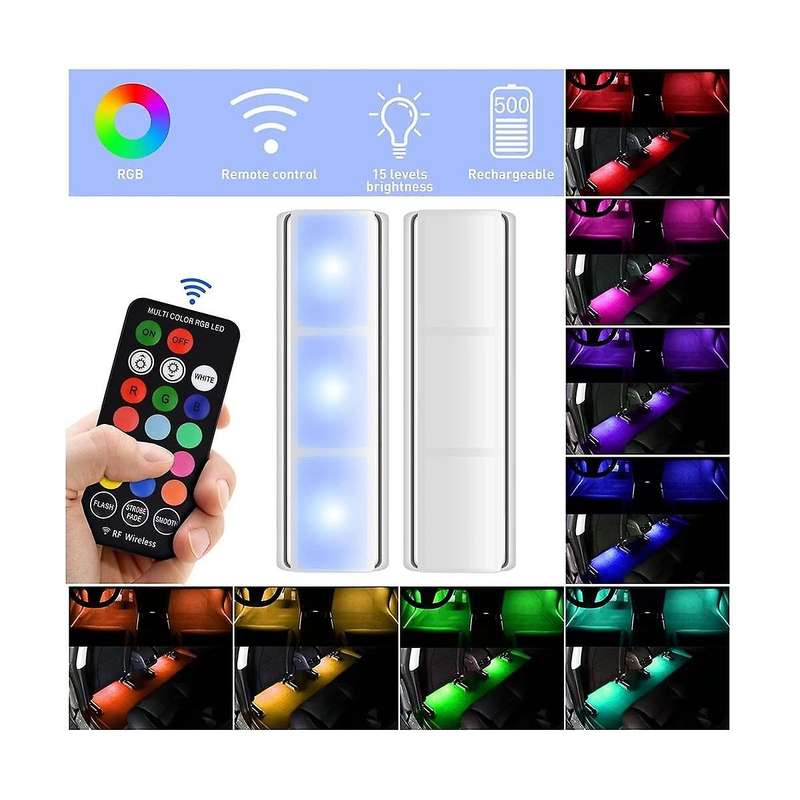 Car Interior Light RGB LED Light Wireless Remote Car Decorative Lamp Auto Ambient Light Lamp Chargi