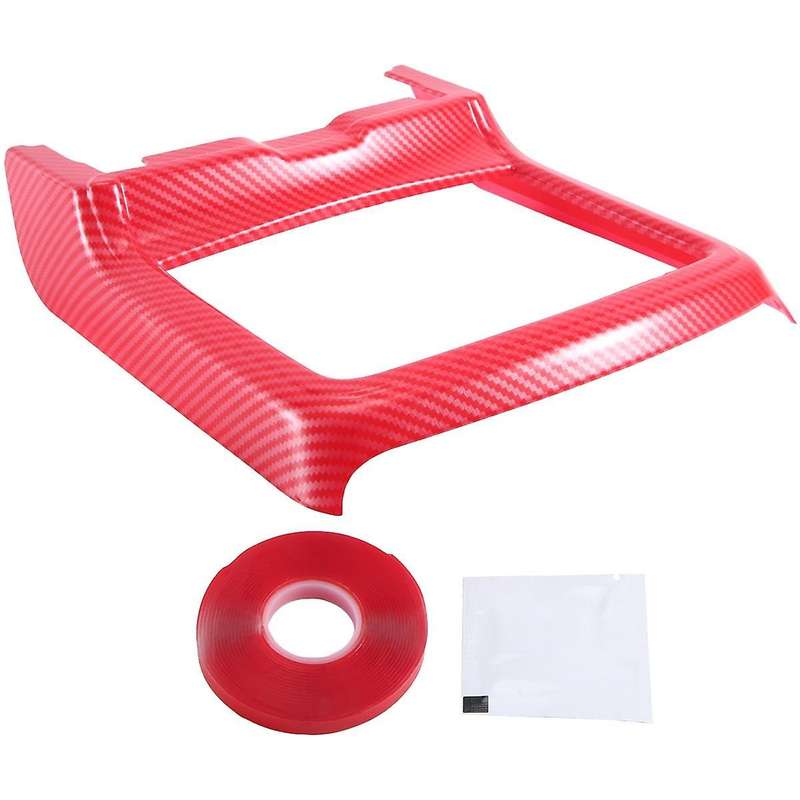 Car Interior Modification Front Drain Cup Frame Cup Holder Decorative Cover Red Carbon Pattern For