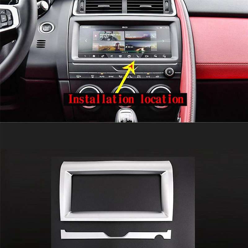 Car Interior Navigation Frame Cover + Trim Strip for E-PACE 2018 2019 Central Navigation Panel Chrom