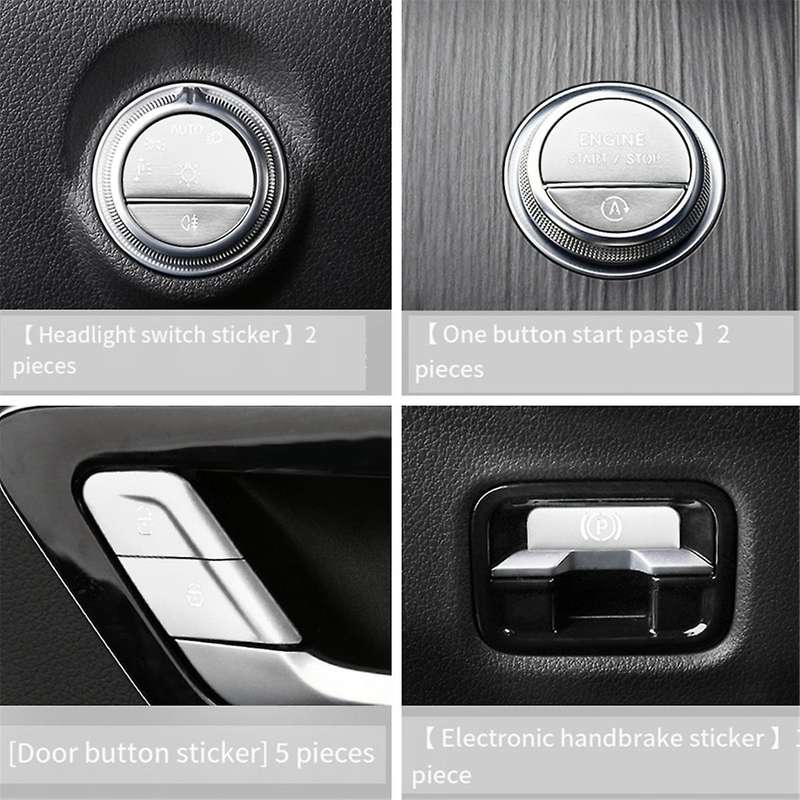 Car Interior One Key Start Headlight Handbrake Door Button Sticker Set for C E GLC W206 W214 X254 Si