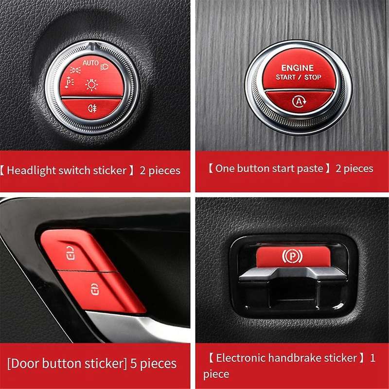 Car Interior One Key Start Headlight Handbrake Door Button Sticker Set for C E GLC W206 W214 X254 Re
