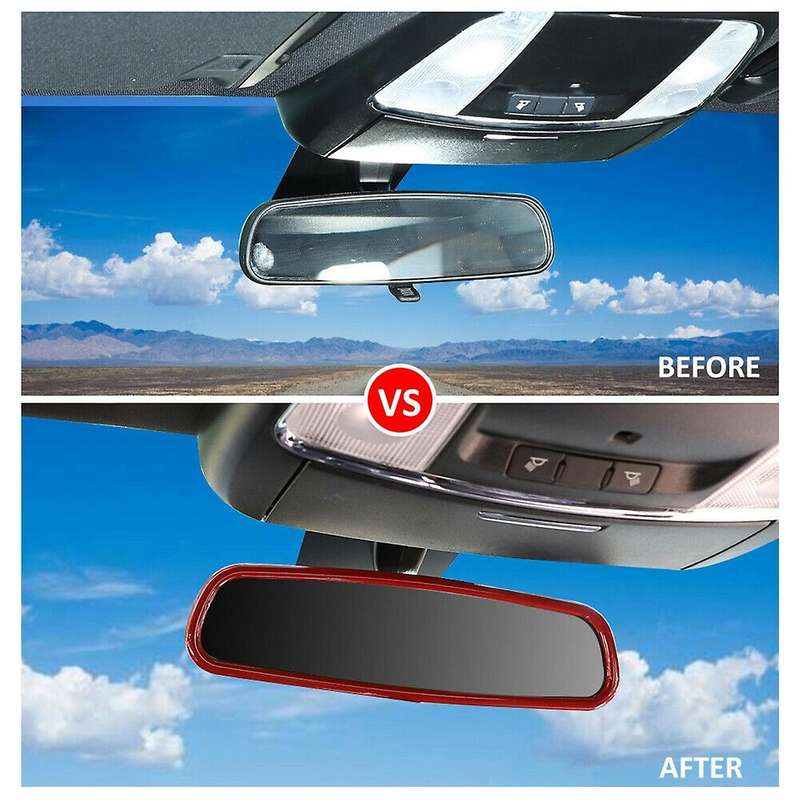 Car Interior Rearview Mirror Decoration Ring Trim Bezel Cover for Charger 2010-2020 Accessories (Red