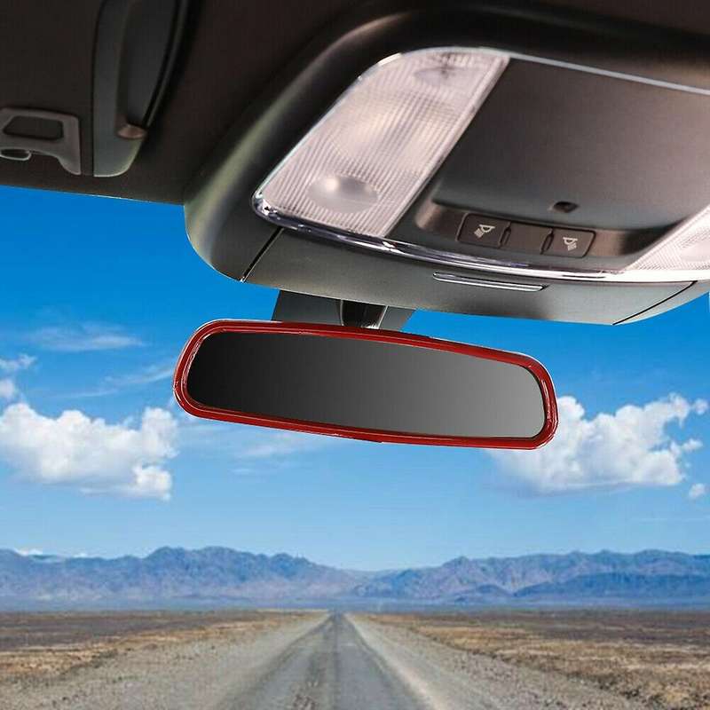 Car Interior Rearview Mirror Decoration Ring Trim Bezel Cover for Charger 2010-2020 Accessories (Red