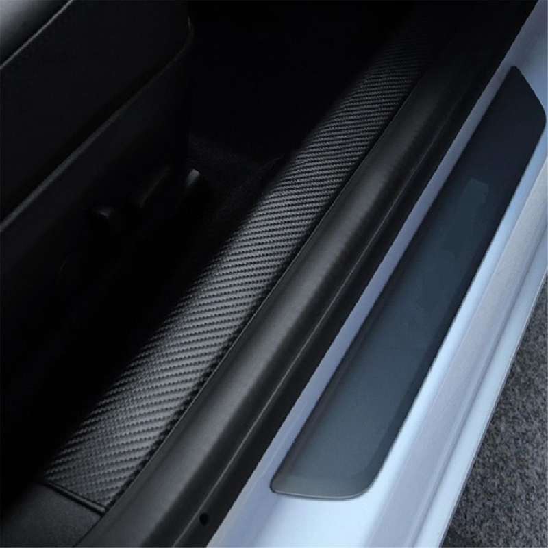 Car Interior Sticker Styling PU Leather Carbon Fiber Style Door Sill Strip Scuff Plate for