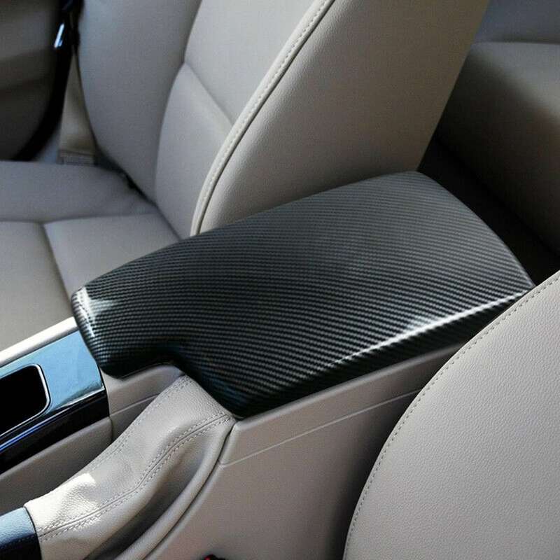 Car Interior Stowing Tidying Armrest Box Carbon Fiber Texture Protect Covers for  3 Series E90 2005