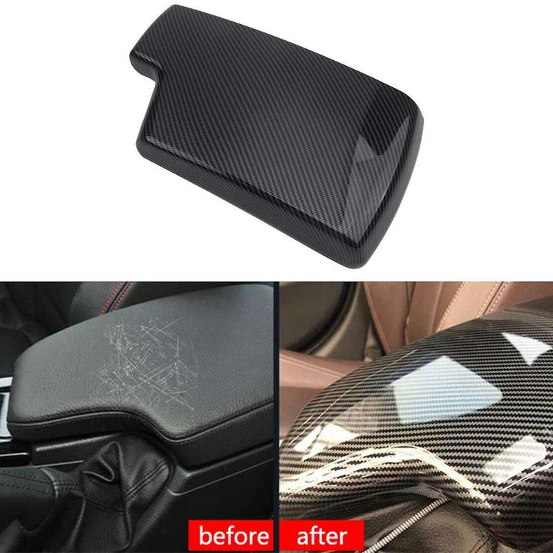 Car Interior Stowing Tidying Armrest Box Carbon Fiber Texture Protect Covers for  3 Series E90 2005