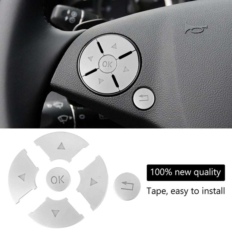Car Interior Steering Wheel Button Switch Trim Cover Sticker for C E S Class W204 W212 W221 X204 C2