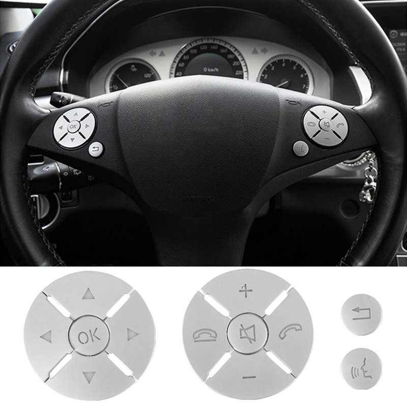 Car Interior Steering Wheel Button Switch Trim Cover Sticker for C E S Class W204 W212 W221 X204 C2