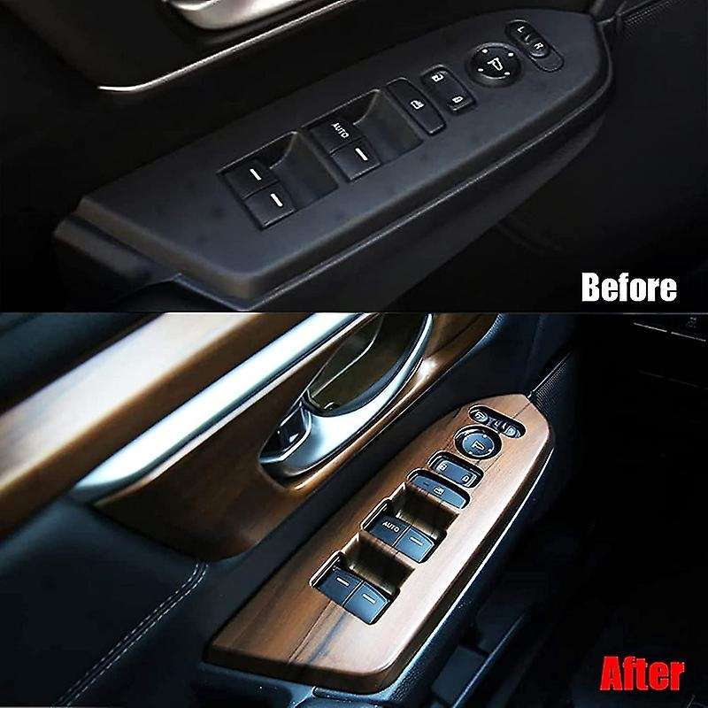 Car Interior Window Switch Panel Trim, Peach Wood Grain Window Switch Cover for -V 2017 2018 2019 20