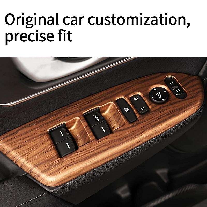 Car Interior Window Switch Panel Trim, Peach Wood Grain Window Switch Cover for -V 2017 2018 2019 20