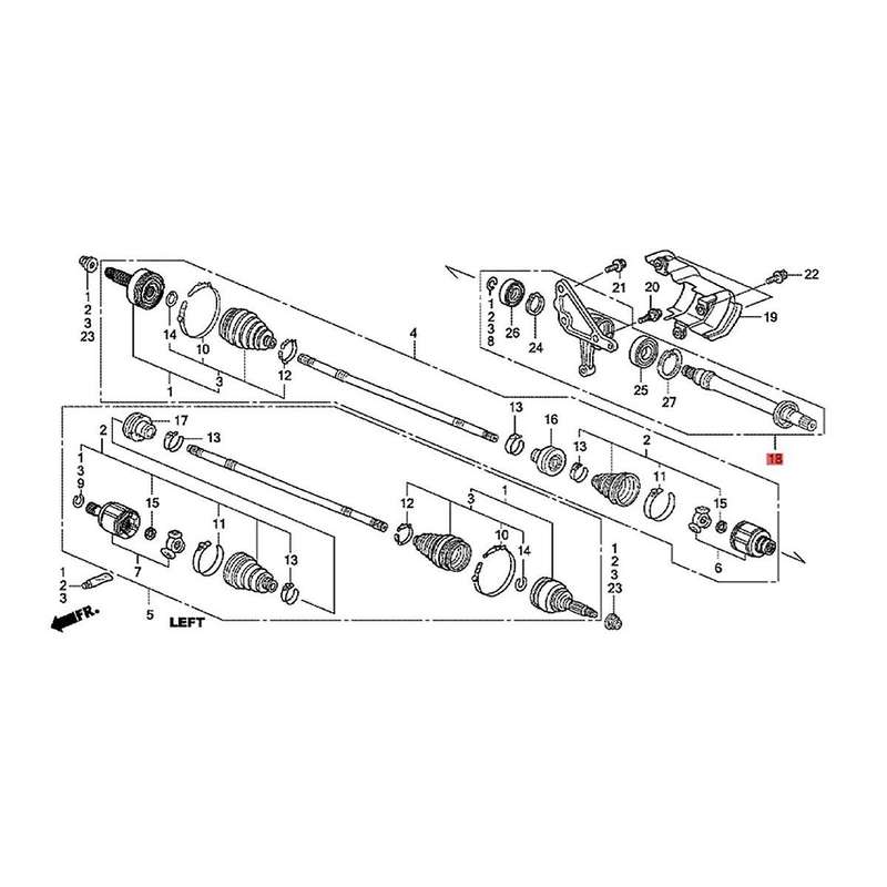 Car Intermediate Shaft 44500-SDB-A00 for Accord 2003-2007 TL 2004-2006 Front Half Shaft Assy 44500SD