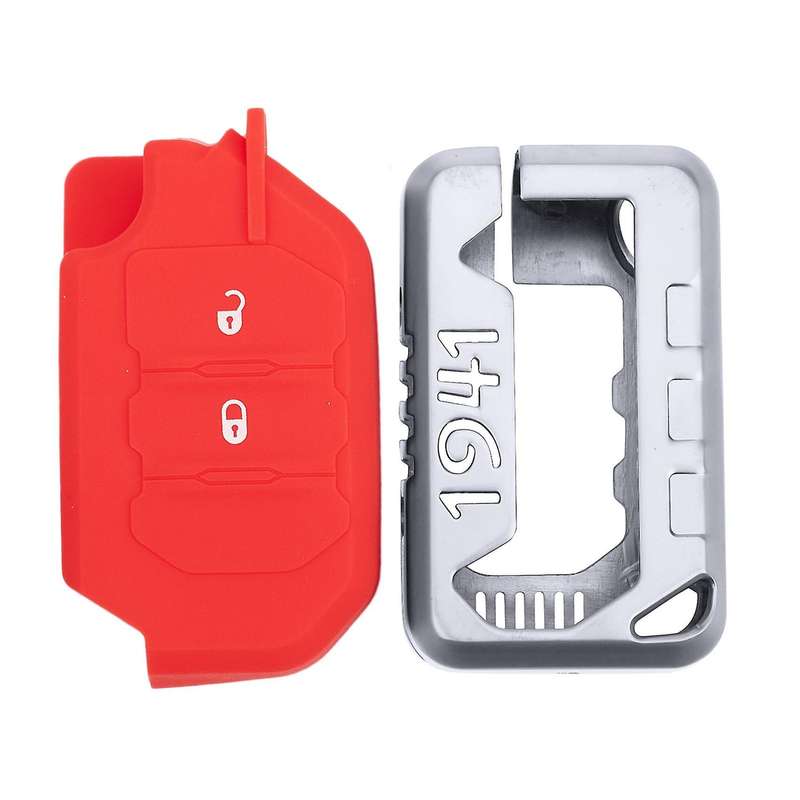 Car Key Case Aluminum Alloy Key Protection Cover for Wrangler JL 2018 2019 2020 Silver Red