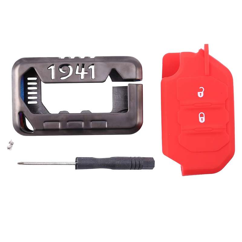 Car Key Case Aluminum Alloy Key Protection Cover for Wrangler JL 2018 2019 2020 Black Titanium Red