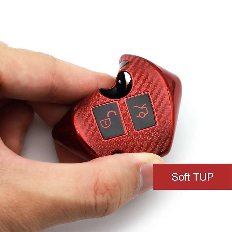 Car Key Case Fob for C E S G M V Class CLA W204 Soft Carbon Fiber Key Case Cover Accessories,Red