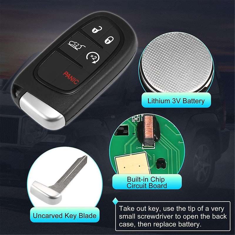 Car Key Fob Keyless Entry Remote GQ4-54T 433MHz ID4A Chip for 2014-2020 5 Buttons 68141580AA 6814158