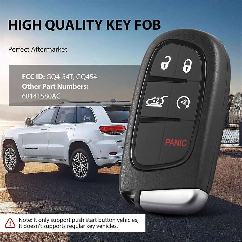 Car Key Fob Keyless Entry Remote GQ4-54T 433MHz ID4A Chip for 2014-2020 5 Buttons 68141580AA 6814158