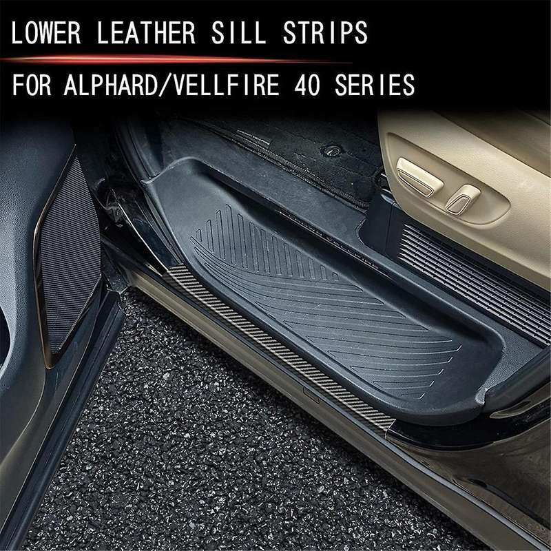 Car Leather Lower Sill Strips Trim Sticker for ALPHARD/VELLFIRE 40 Series 2023+ Sill Strip Car Door