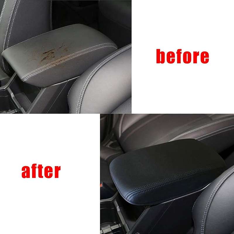 Car Leather Center Console Box Pad Armrest Cover Protective Cover for Forester 2019-2021 Black +gray