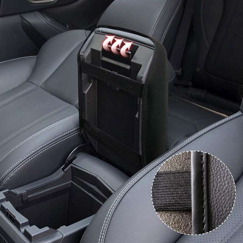 Car Leather Center Console Box Pad Armrest Cover Protective Cover for Forester 2019-2021 Black +gray
