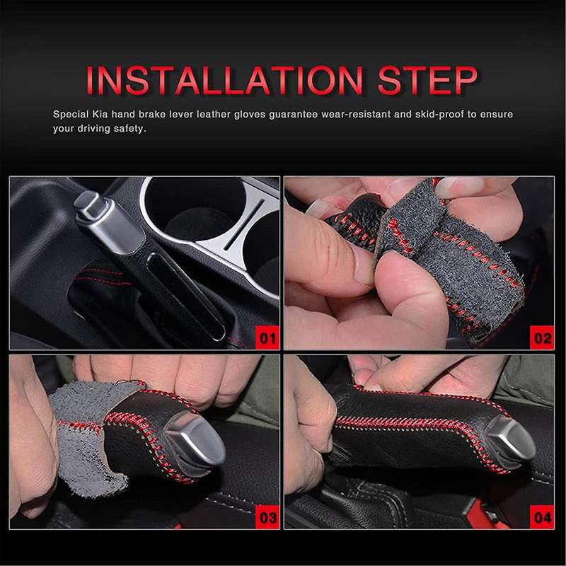 Car Leather Handbrake Cover Shift Lever Cover for K2 2011 2012 2013 2014 2015 2016 A