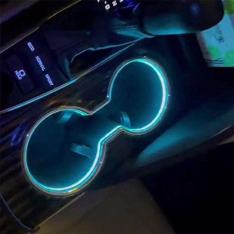 Car LED Central Cup Holder Lights Interior Decorative Lamp Atmosphere Ambient Light Ice Blue for 20