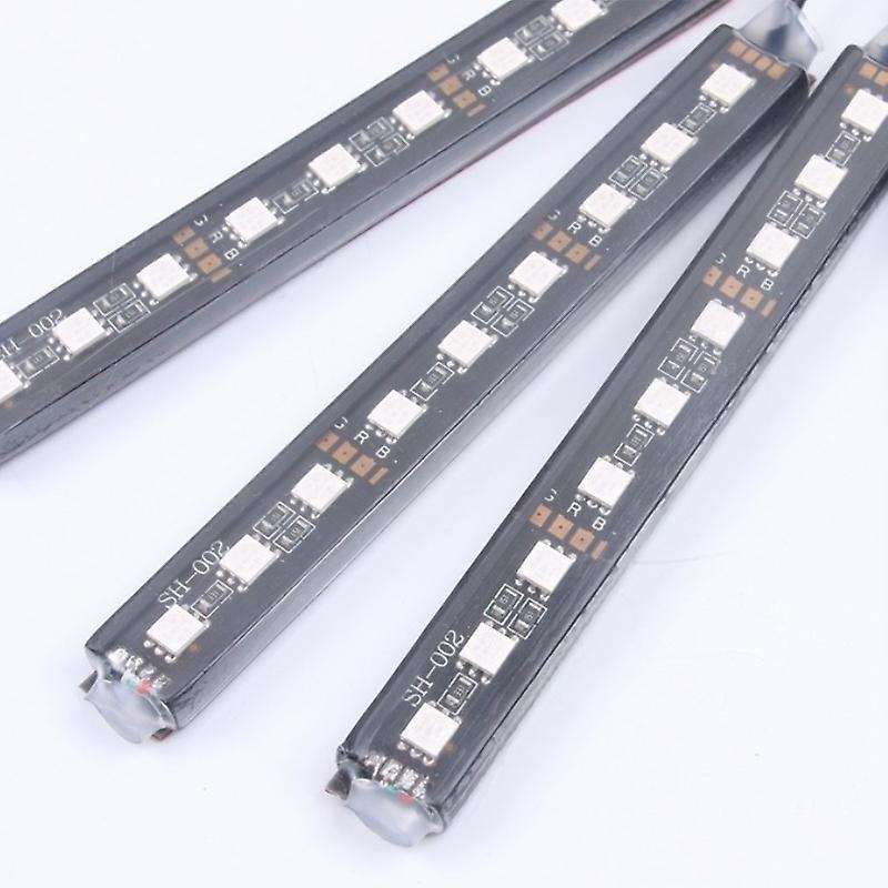 Car Led Colorful Indoor Atmosphere Lights 12Smd Dragged Four Sound Remote Control Car Foot Lights Rb