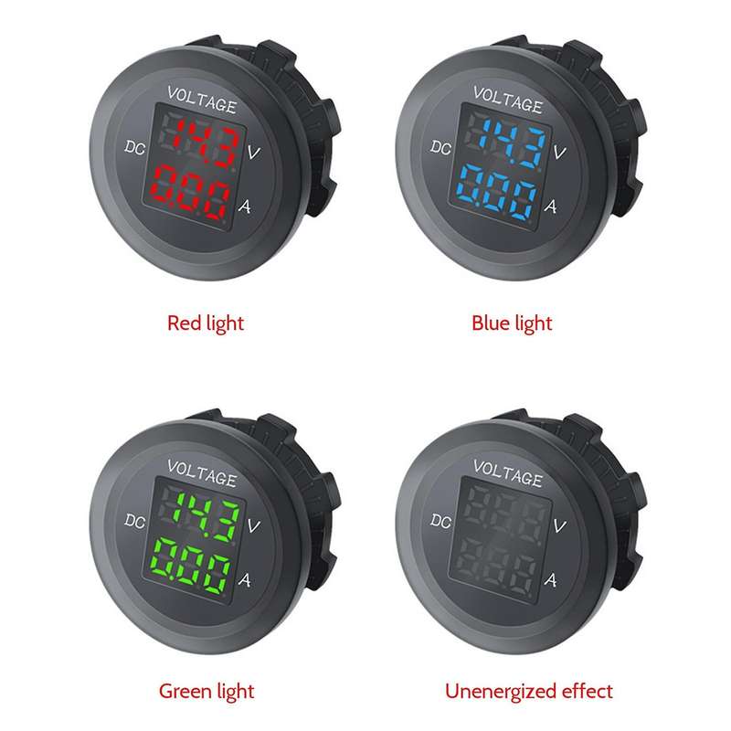 Car LED Digital Voltmeter DC 12V/24V LED Voltmeter Ammeter Voltage Gauge for Car Boat Universal Wat