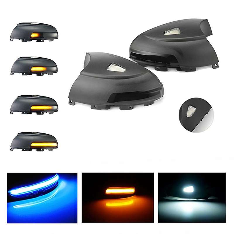 Car LED Dynamic Rearview Mirror Turn Signal Light Indicator for MK1 2008-2016 Yellow+Blue