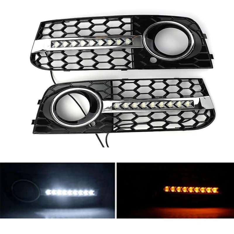 Car Led Fog Light Turn Signal Drl Grille Cover for A4 B8 2009-2011