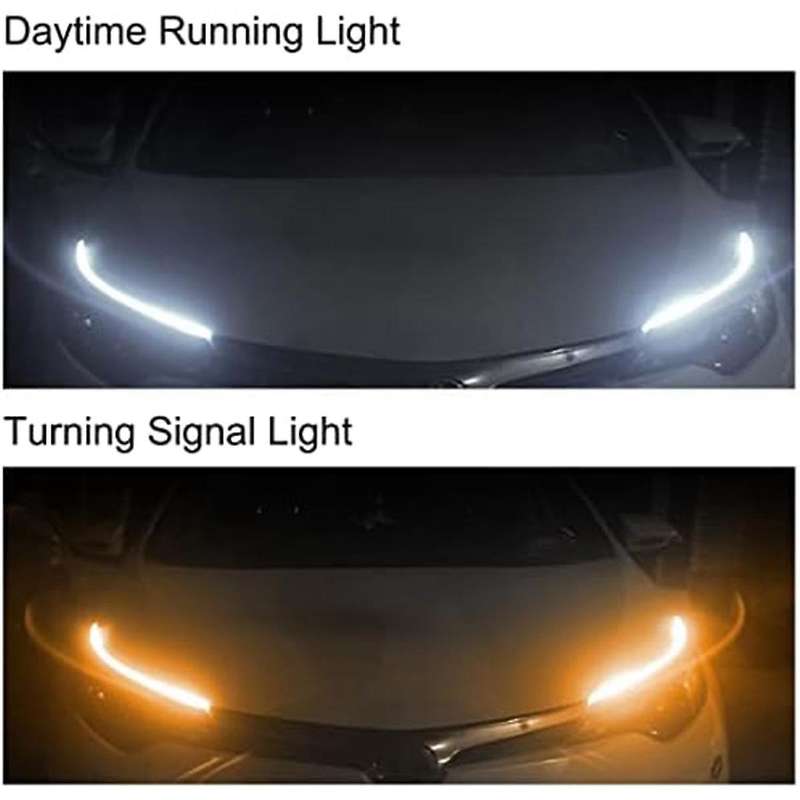 Car LED Light Bar, White Turn Signal Yellow Light Waterproof Car Daytime Running Light Bar for Truck