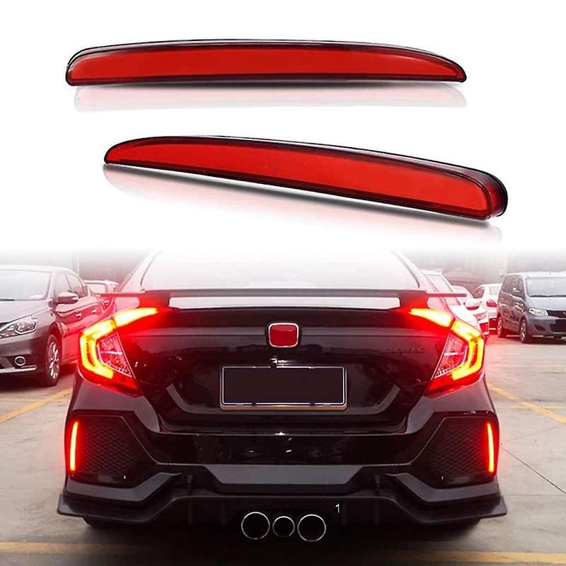 Car Led Rear Bumper Fog Lamp Brake Light Dynamic Turn Signal Reflector for Type R 2016-2018