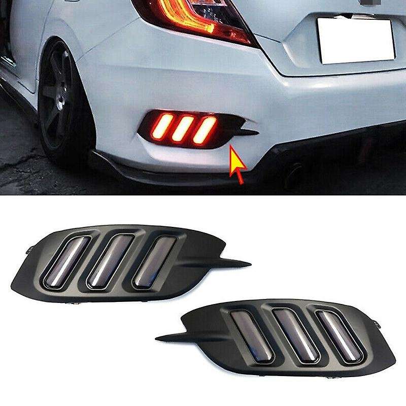Car LED Rear Bumper Brake Light Compatible Honda Civic 10Th Gen 2016-2019