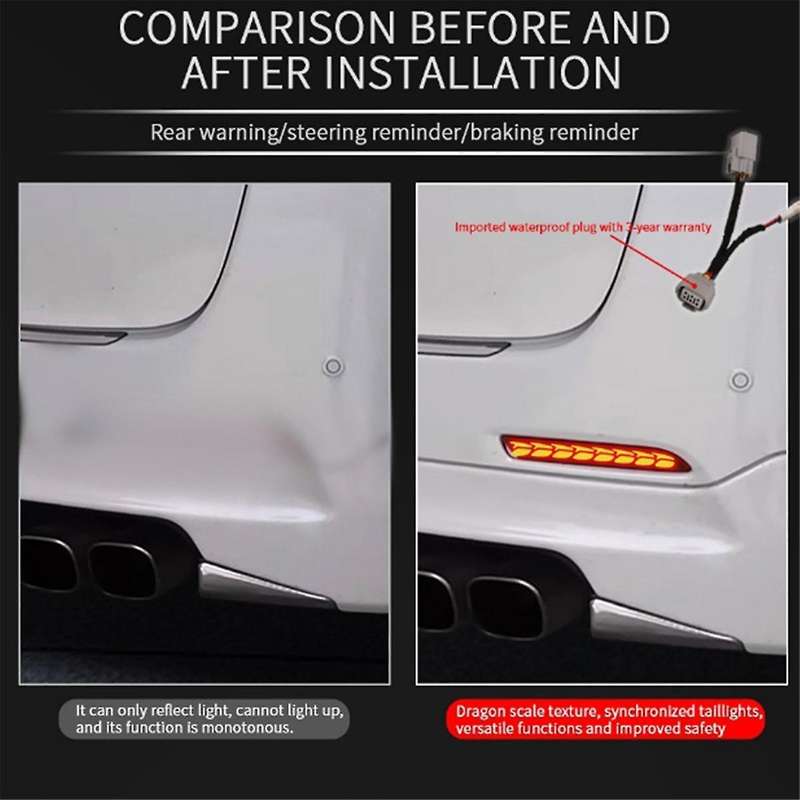 Car LED Rear Bumper Fog Lights Brake Lights Dynamic Turn Signal Lights for ALPHARD/VELLFIRE 20 Serie