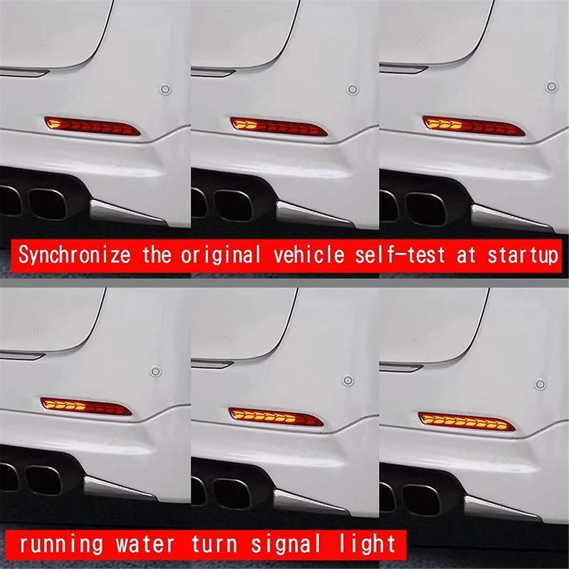 Car LED Rear Bumper Fog Lights Brake Lights Dynamic Turn Signal Lights for ALPHARD/VELLFIRE 20 Serie