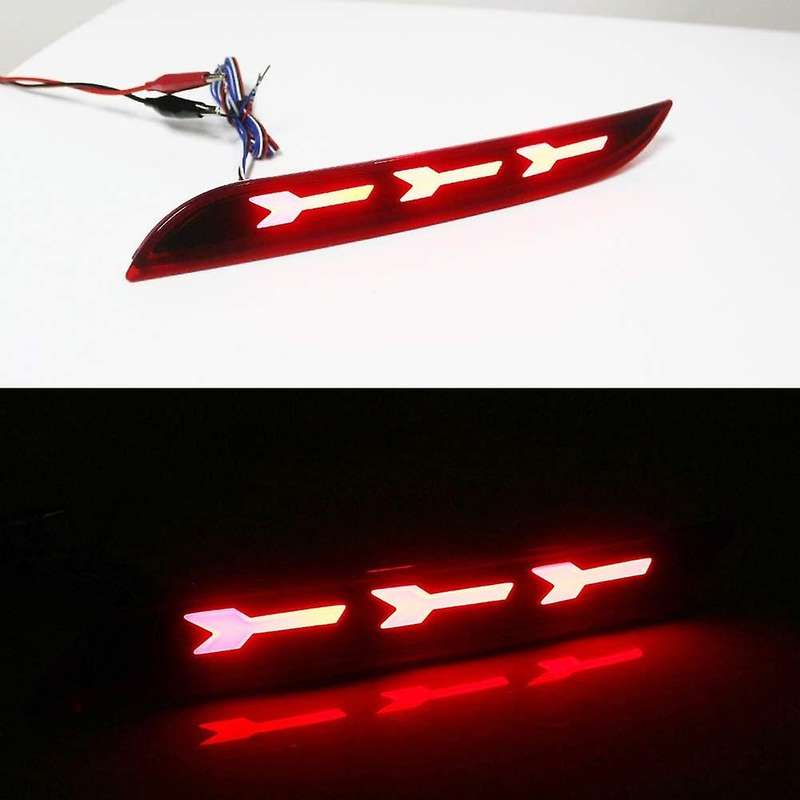 Car LED Rear Bumper Reflector Brake Tail Lights Fog Lamps Red Lens for 2015-2017