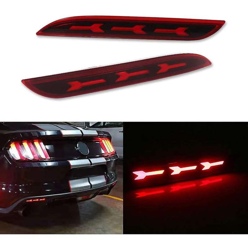 Car LED Rear Bumper Reflector Brake Tail Lights Fog Lamps Red Lens for 2015-2017