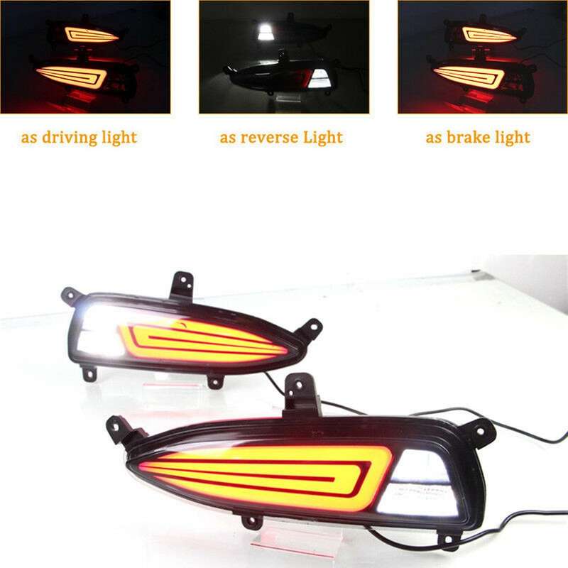 Car LED Rear Bumper Light Reflector Fog Brake Lamp Turn Singal Indicator Light for I20 2018-2020